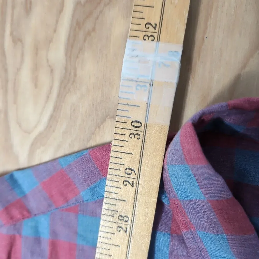 J Crew Shirt Mens L Red Blue Check Slim Button Down Long Sleeve Heatherd Cotton‎